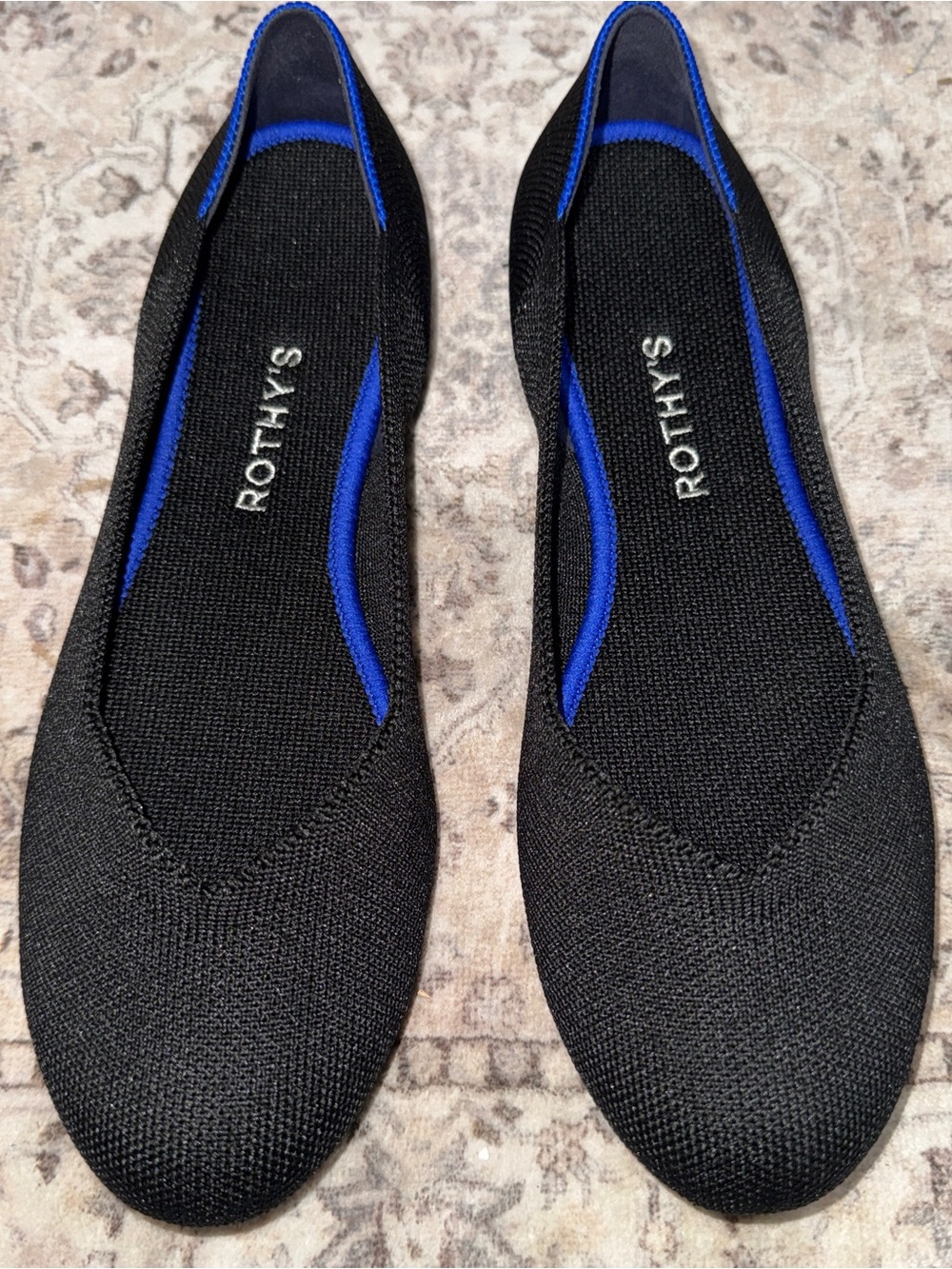 Rothy's The Flat Shoes Womens Sz 9 Black Knit Ballet Flats Washable Casual NWOB